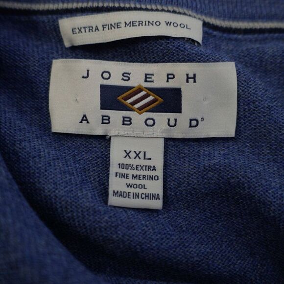 Joseph Abboud Blue 2XL Extra Fine Merino Wool Collared‎ Fitted Sweater - Picture 9 of 11